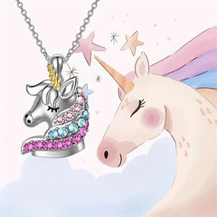 Zircon Unicorn Pendant Necklace - Gift For Girls