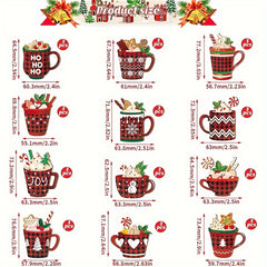 36pcs Christmas Hot Cocoa Wooden Ornaments with Rope Christmas Hanging Ornaments