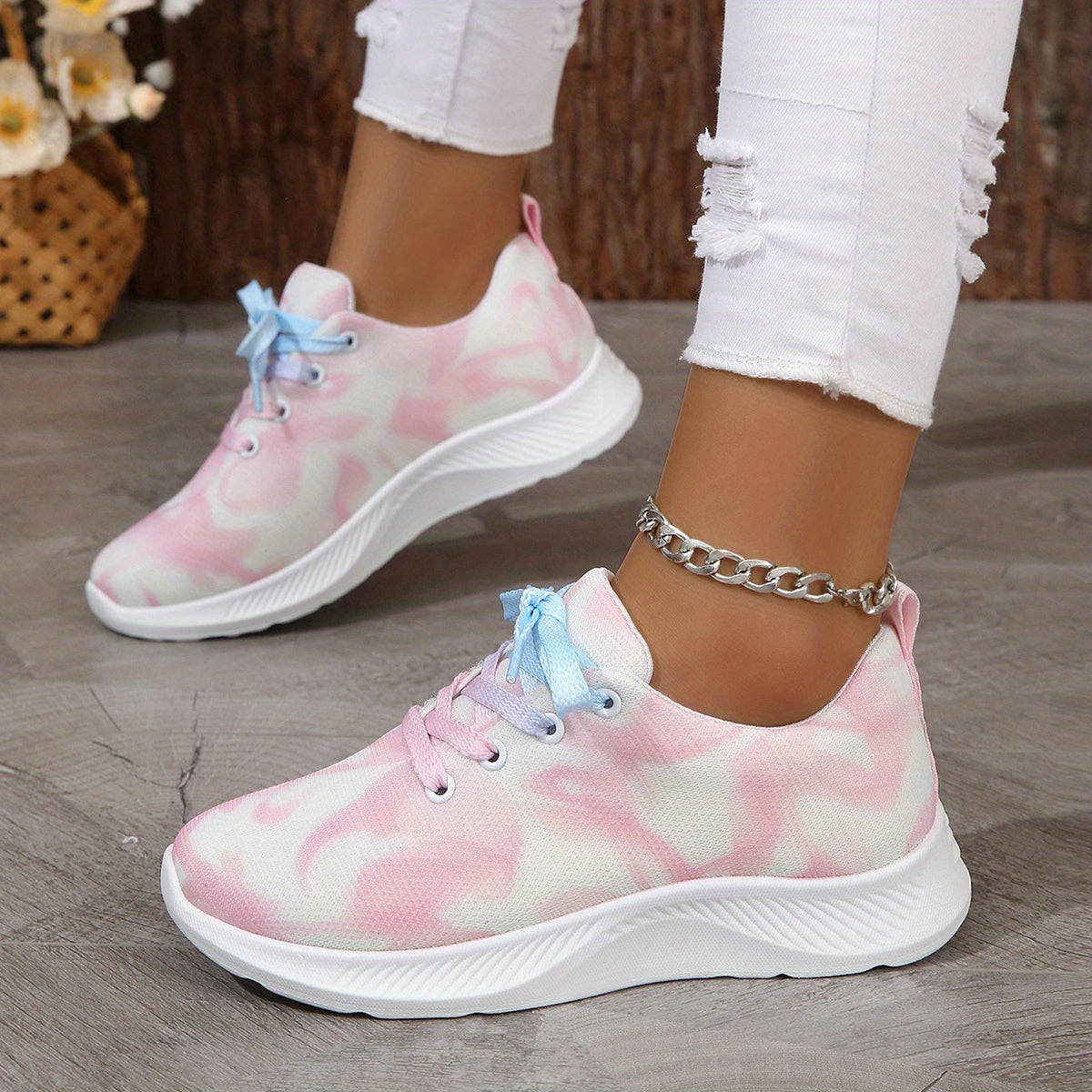 Women's Ombre Sneakers Mesh Lace Up Running Trainers
