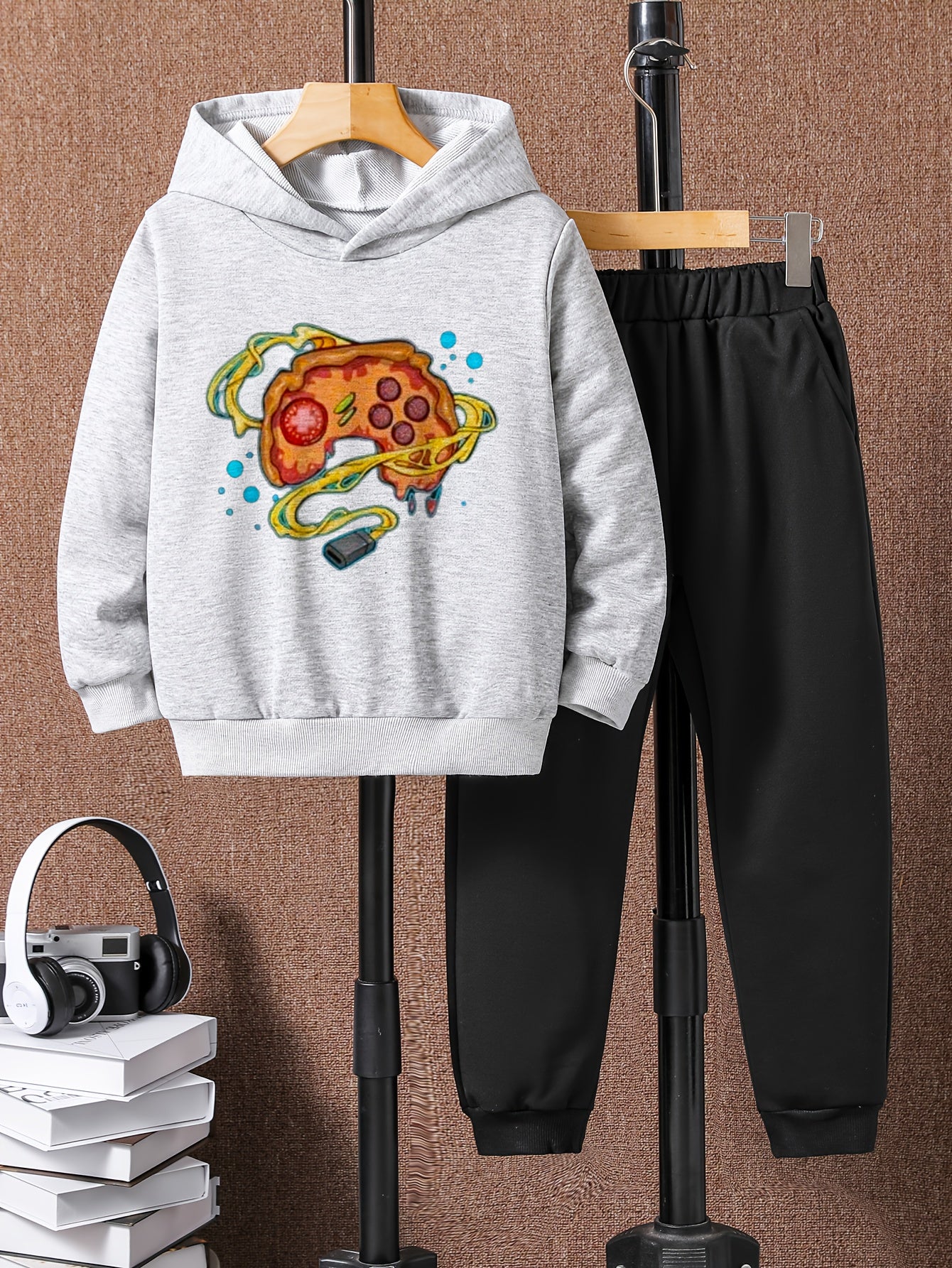 Boys Pizza Gamepad Hooded Sweatshirt & Sweatpants Set