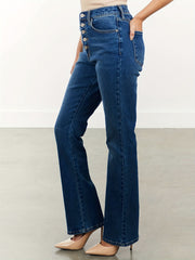 Bootcut Jeans Whiskering Mid Rise High Stretch Bell Bottoms Pants