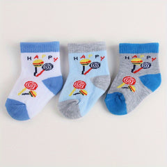 6pairs Baby Boys Socks Animal Pattern Striped Comfy Socks