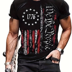 Vintage American Flag T Shirt Men 3D Print Breathable Stretchy Casual Tee Summer