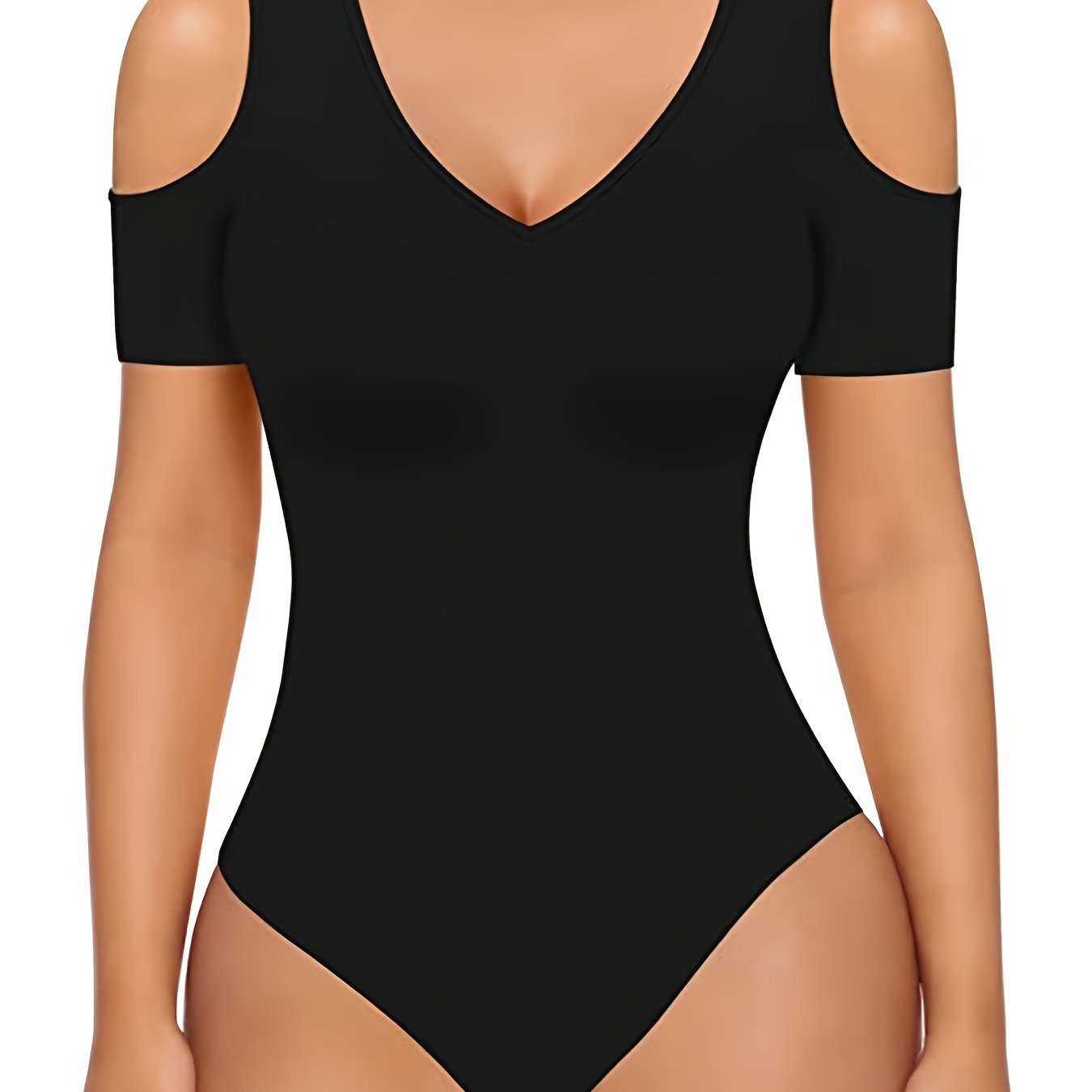 Sexy Cold Shoulder V Neck Bodysuit One Piece Women's Clothing