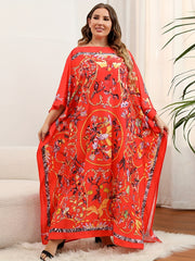 Floral Print Bat Sleeve Maxi Cover Up
