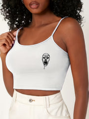 Gothic Skull Print Cami Sleep Tops Sleeveless Halloween Top