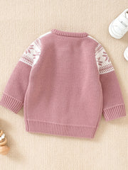 Toddler Baby Knit Sweater Jacquard Cardigan Christmas Top