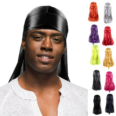 Men Solid Pirate Hat Corduroy Longline Dress Durag