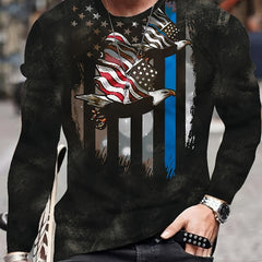 Birds Print Men's Long Sleeve T shirt for Autumn