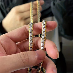 Punk Silver Stainless Steel Cuban Chain Pendant Necklace for Him