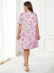 Lounge Dress Women's Plus Heart & Slogan Print Tee Nightdress