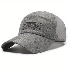 Men's Extended Brim Linen Net Baseball Cap