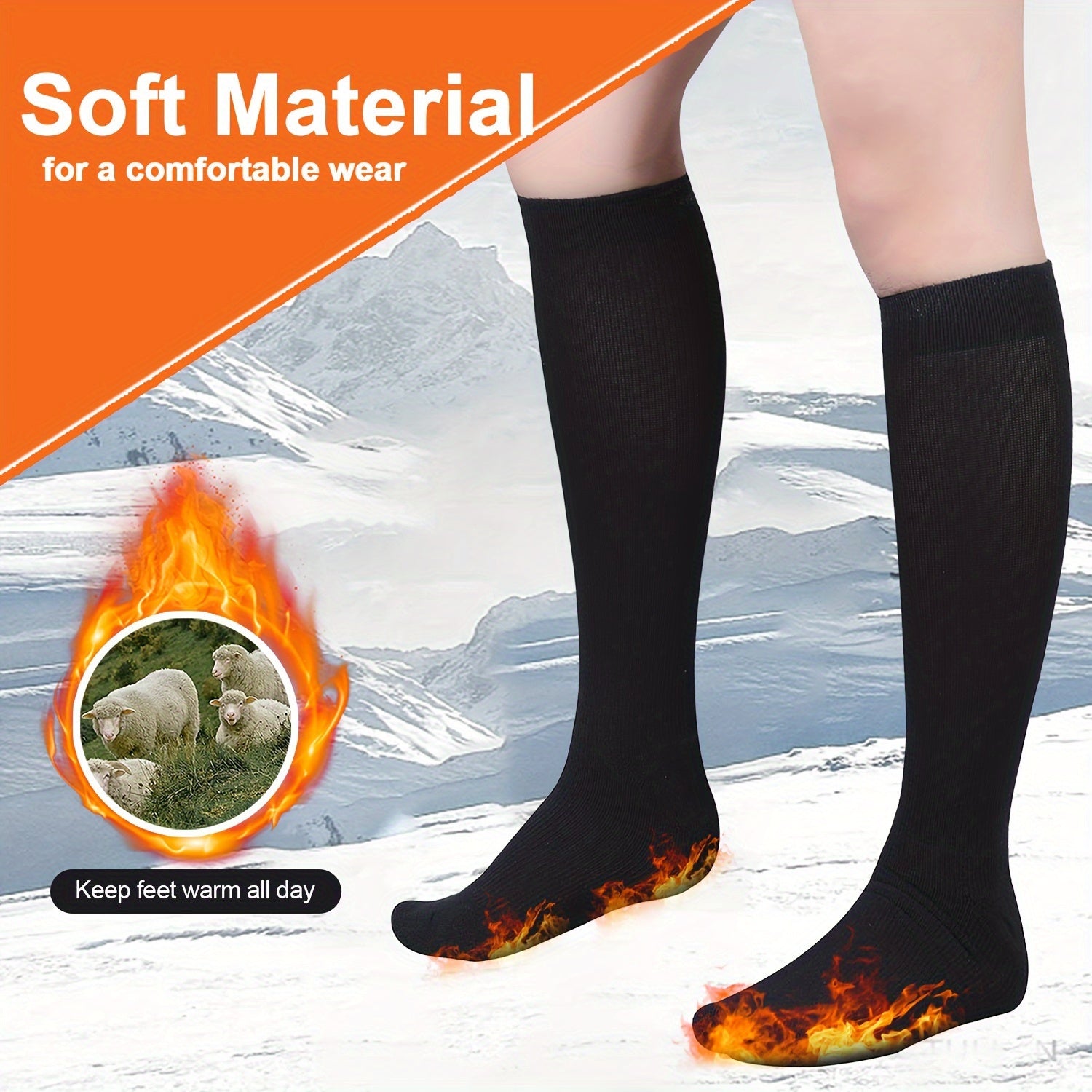 2 Pairs Wool Knee High Pressure Socks Size Up 15-20mmHg