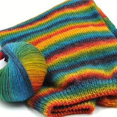 4x50g Dyed Rainbow Yarn 100% Wool for Crochet Knitting