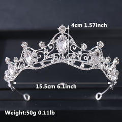 Silvery Crystal Tiara Crown for Women Girls Prom Quinceanera Hair Accessories