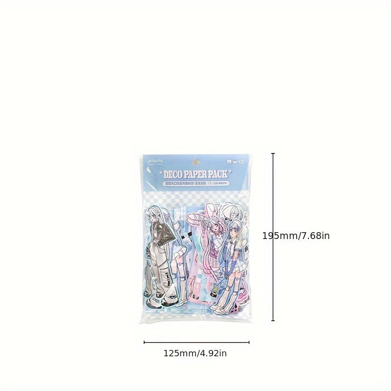 60Sheets Sweet Mouth Eating Series Material Package Cartoon Girl Anime Character