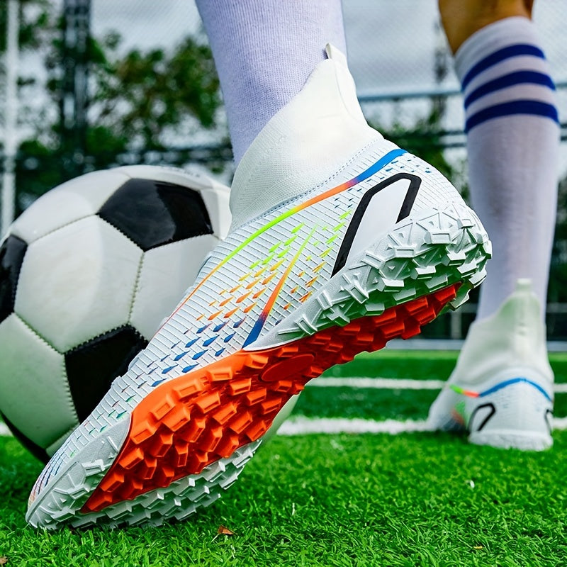 Men's High Top Turf Football Boots Outdoor Anti-skid TF Soccer Cleats