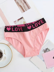 6pcs Letter Print Briefs Low Rise Comfy Intimates Panties Women's Lingerie