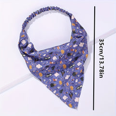 5pcs Halloween Head Scarf Pumpkin Skull Print Triangle Bandanas Hairband