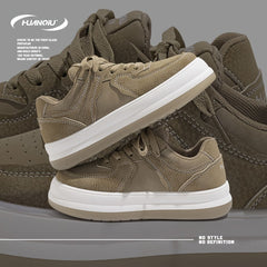 HUANQIU Women's Thick Sole Lace-up Skate Shoes Comfy Platform Sneakers