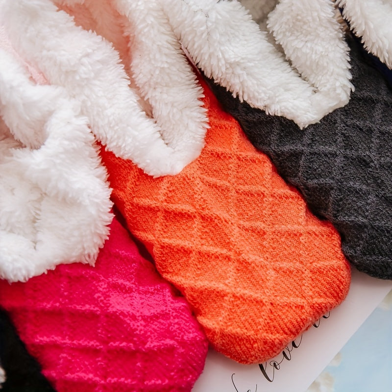 Plaid Textured Fuzzy Socks Soft & Warm Low Cut Ankle Socks