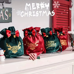 Santa Claus Velvet Gift Bag Candy Tote Bag Christmas Tree Decoration