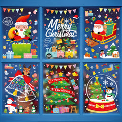 Christmas Snowman & Reindeer Window Stickers Static Cling Decoration