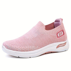 Women's Breathable Knit Slip On Sneakers Lightweight Outdoor Shoes
