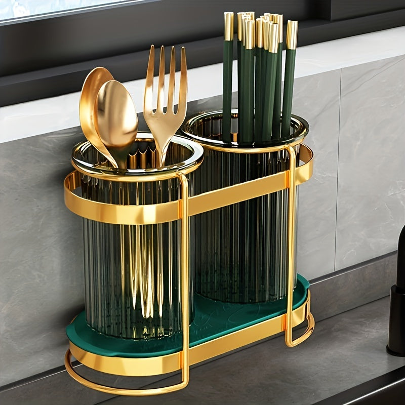 Kitchen Forks Chopsticks Holder Carbon Steel Wall Mount Countertop Storage Shelf