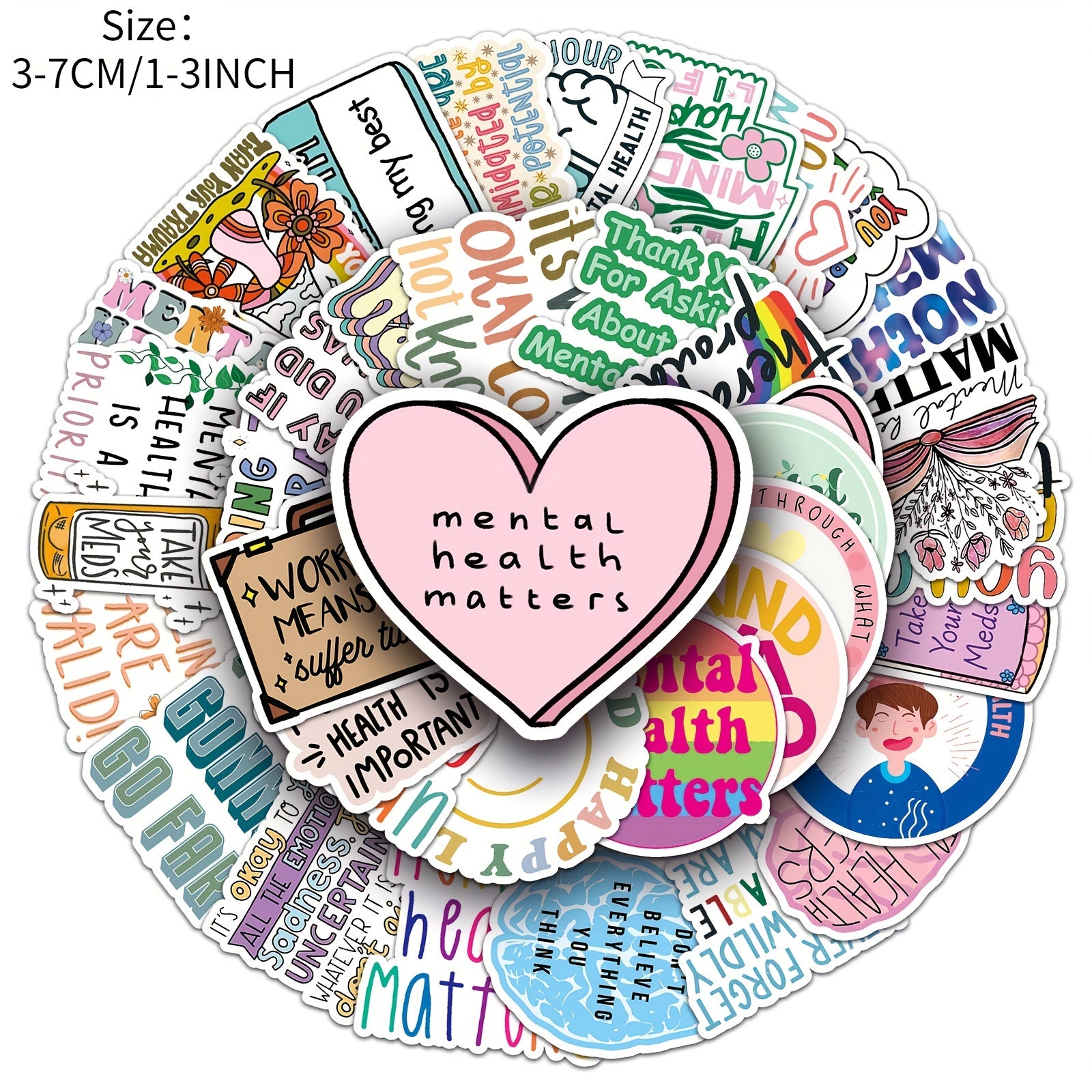 50pcs Mental Health Graffiti Stickers DIY Creative Toys