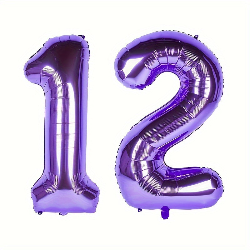Giant Purple Number Helium Foil Balloons + Roll - Large Party Decoration