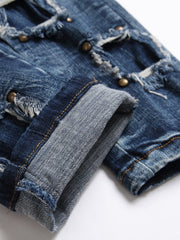 Slim Fit Stretch Ripped Patched Men's Jeans