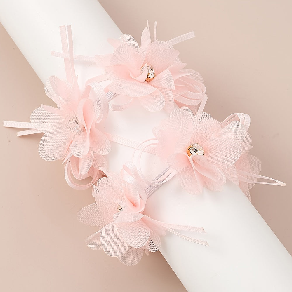 2pcs Girls Flowers Hair Tie Ponytail Holders