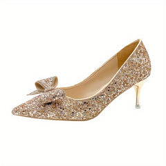 Glitter Sequins Pointed Toe Stiletto Heels Wedding Shoes