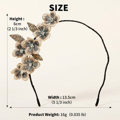 French Vintage Beaded Fabric Flower Headband