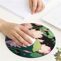Round Flower Mouse Pad Non Slip Rubber Laptop Office Computer Decor