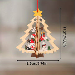 Christmas Wooden Hanging Ornament Set Snowman & Santa Claus Decor