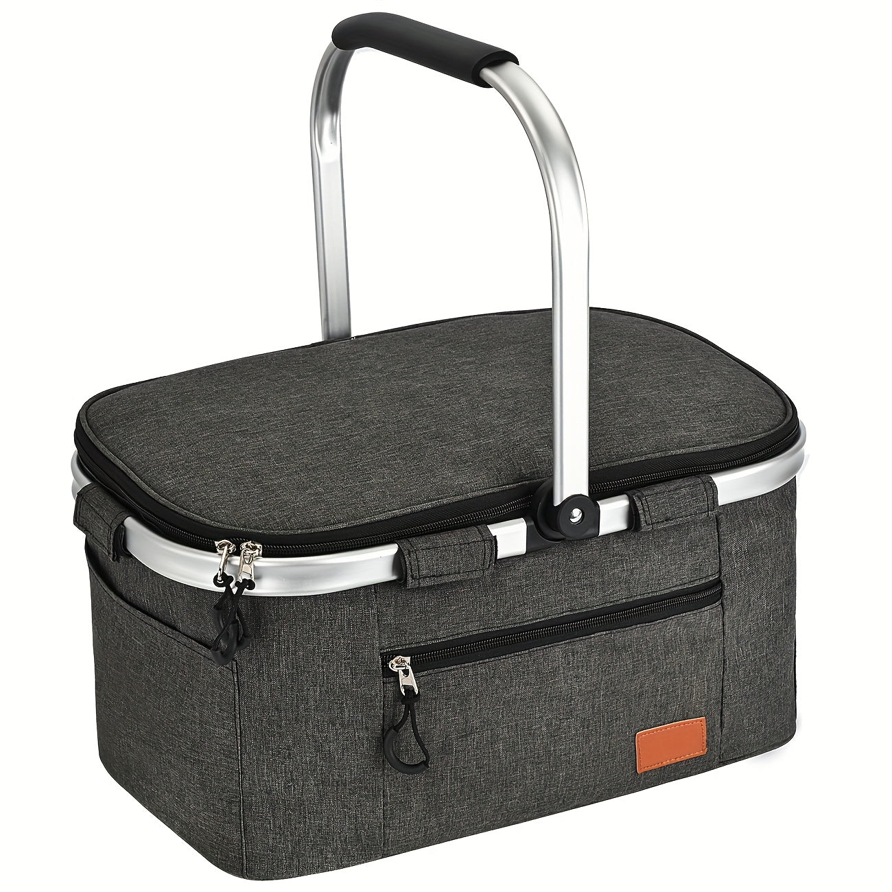 32L Large Picnic Basket with Insulated Aluminum Frame - Foldable and Stylish