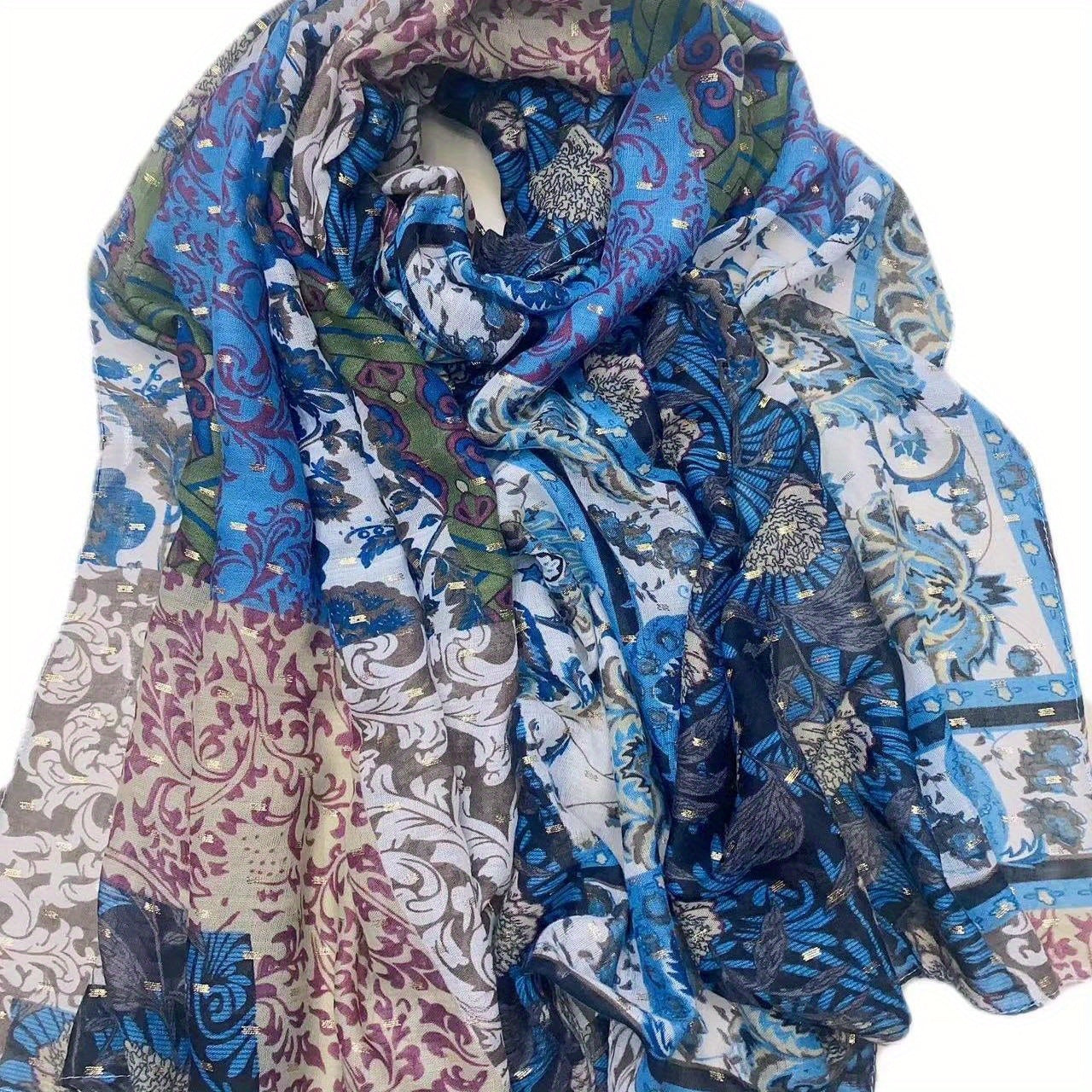Hot Stamping Scarf Boho Flower Print Headwrap Casual Shawl Women