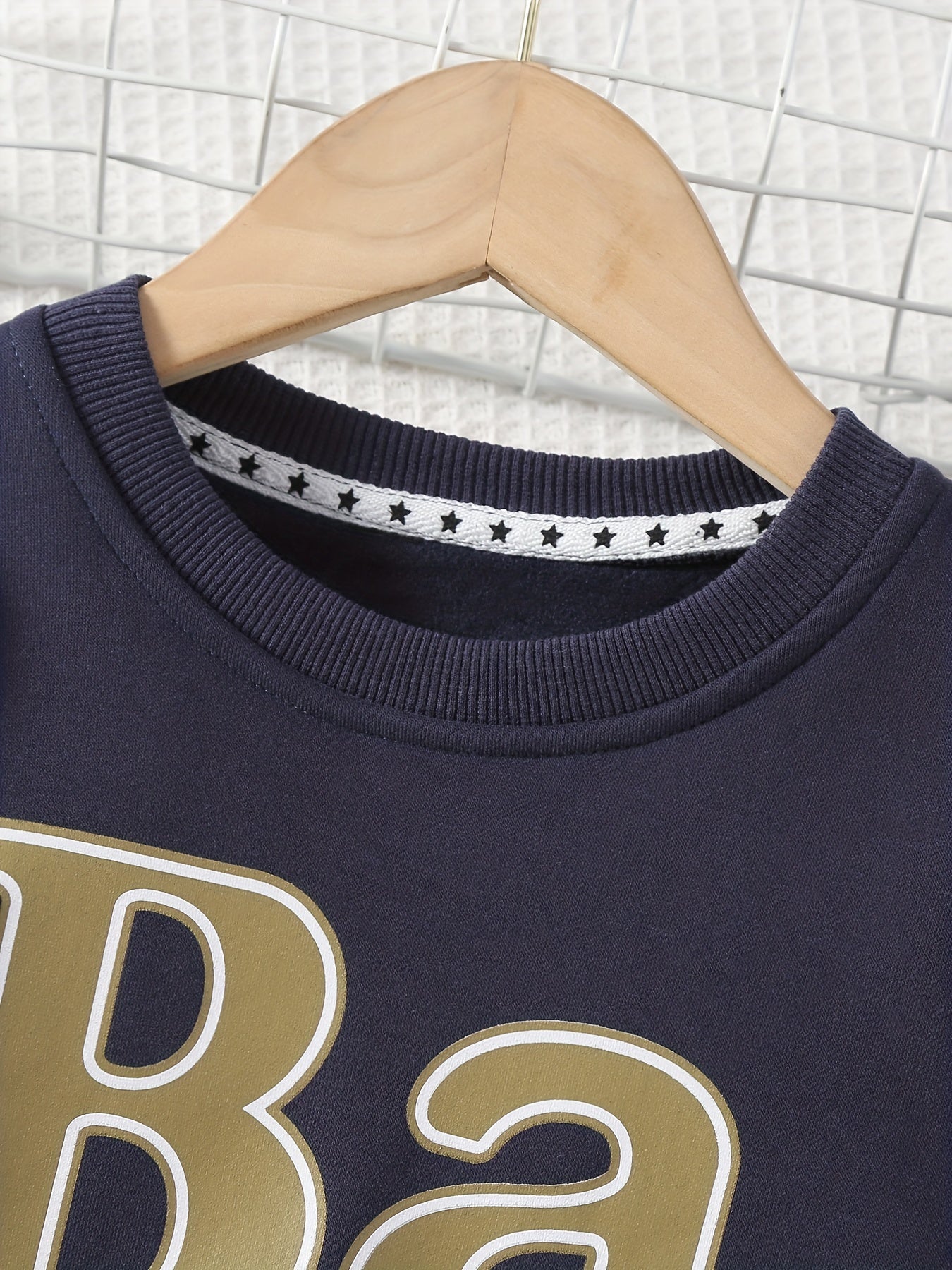 BA Letter Print Kid's Sweatshirt Long Sleeve Top Crew Neck Pullover