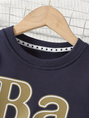 BA Letter Print Kid's Sweatshirt Long Sleeve Top Crew Neck Pullover