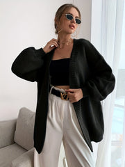 Casual Lantern Sleeve Cardigan Open Front
