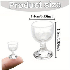 50pcs Mini Tall Cups 21x14mm Red Wine Glass Model Crafts Dollhouse Party Favors