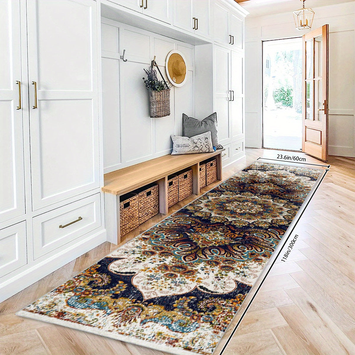 Vintage Boho Runner Rugs Medallion Laundry Kitchen Mat Non Slip