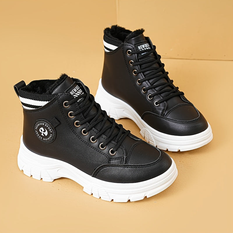 Women's Thick Sole Lace up Ankle Boots Non slip Platform Sneakers