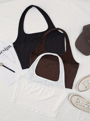 Solid Halter Top 3 Pack Sexy Sleeveless Summer Top