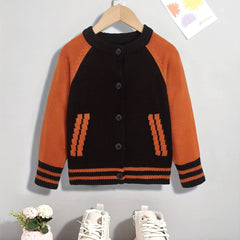 Boys Casual Block Cardigan Sweater Long Sleeve Tops