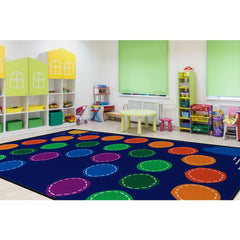 Colorful Rings Children's Area Rug - Kids Room Circle Seating D cor