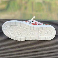 Heart Pattern Flat Lace-up Skate Shoes for Women