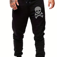 Men's Skull Print Sports Pants Casual Drawstring Jogging Trousers